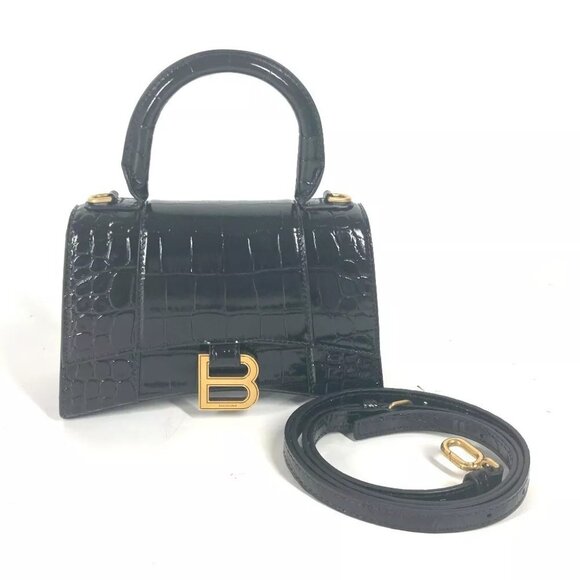 BALENCIAGA 592833 B logo Hourglass XS 2WAY Shoulder Bag Hand Bag Unused - Picture 1 of 16
